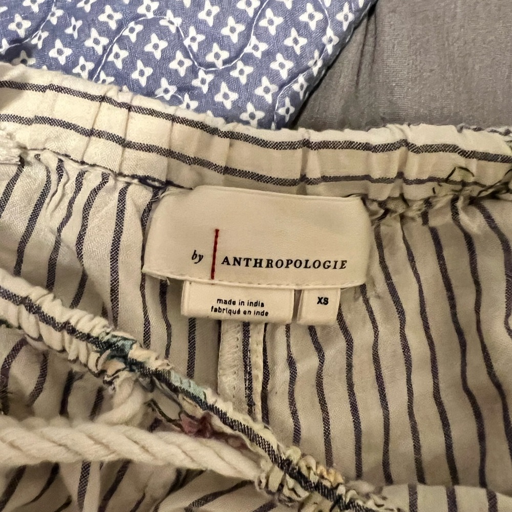 Anthropologie Navy and Cream Striped Skirt